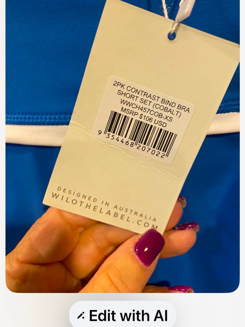 NWT Wilo 2pc short set COBALT Size: XS - Picture 5 of 6